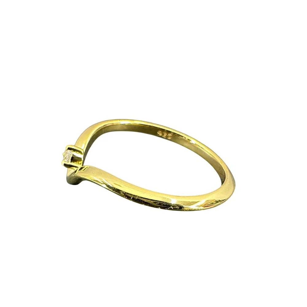 Gold Tone V Wishbone Ring with Cubic Zirconia Accent‎ Fashion Jewelry Size 6